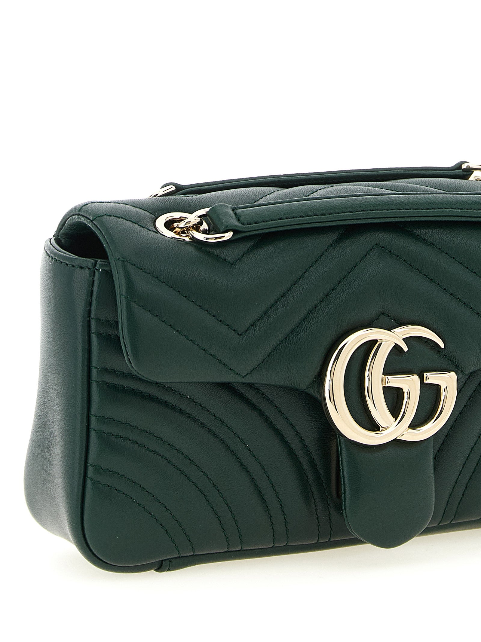Gucci Green GG Marmont Small Lambskin Shoulder Bag