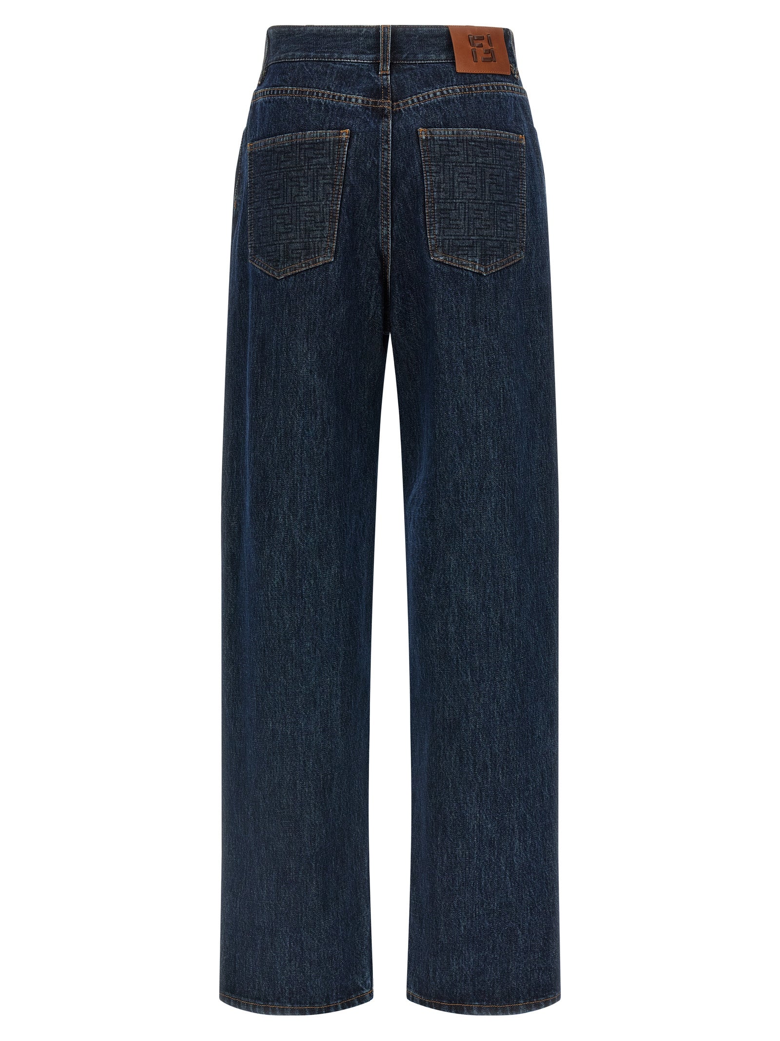 Blue Cotton Straight-Leg Jeans
