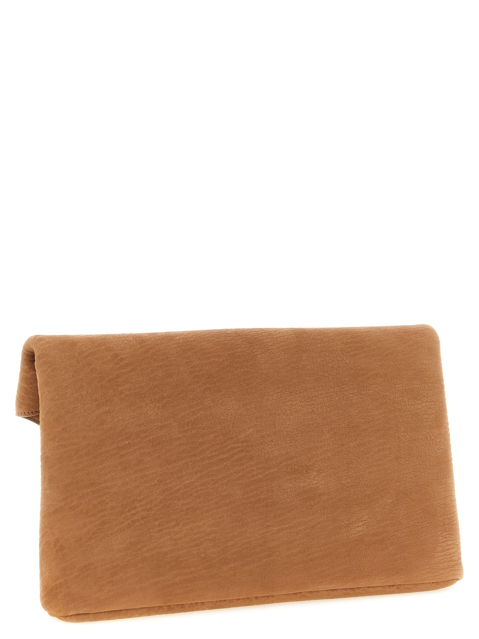 Beige Lamb Leather Clutch Bag