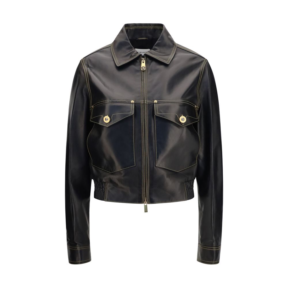Versace Black Lamb Leather Jacket