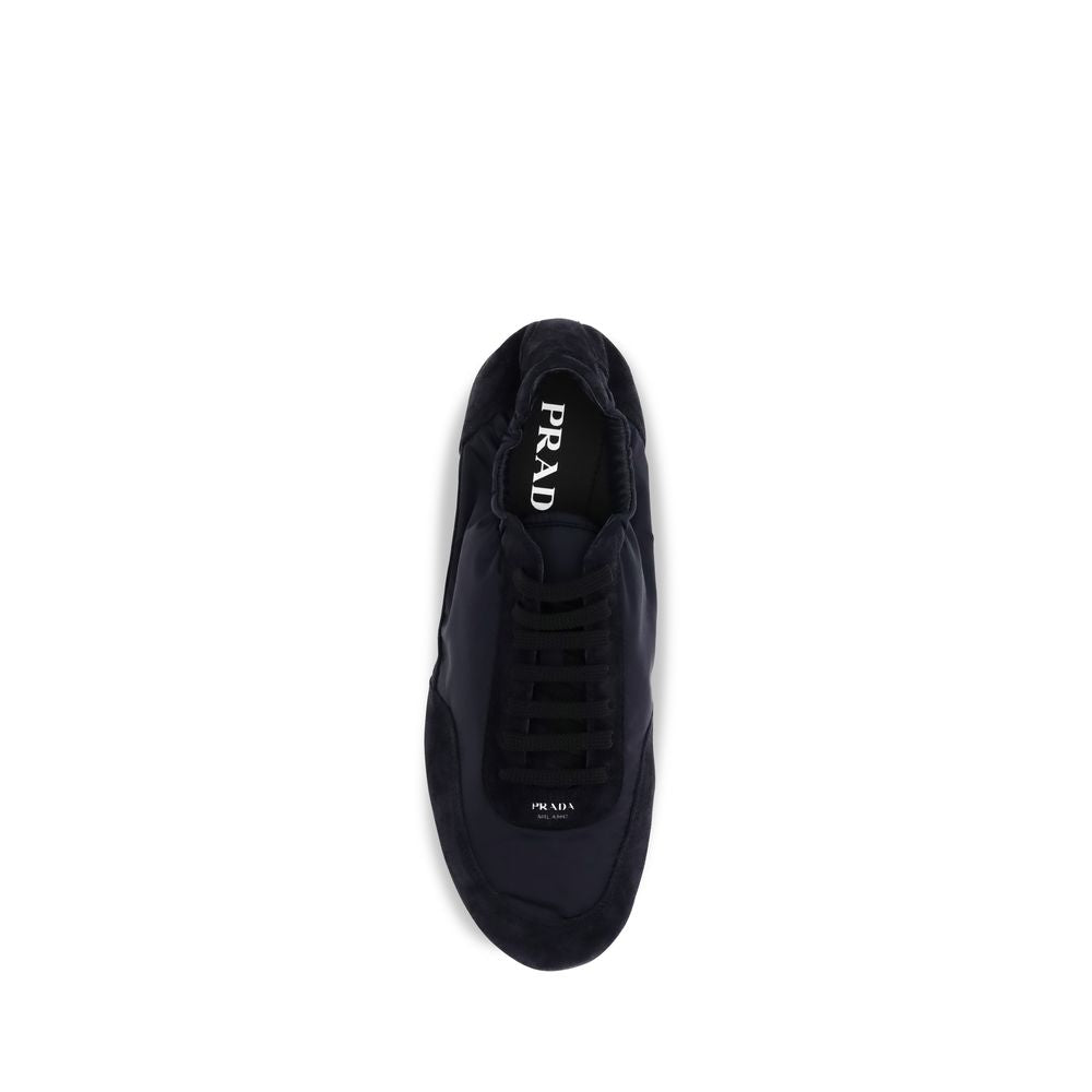 Prada Blue Calf Leather Athletic Sneakers