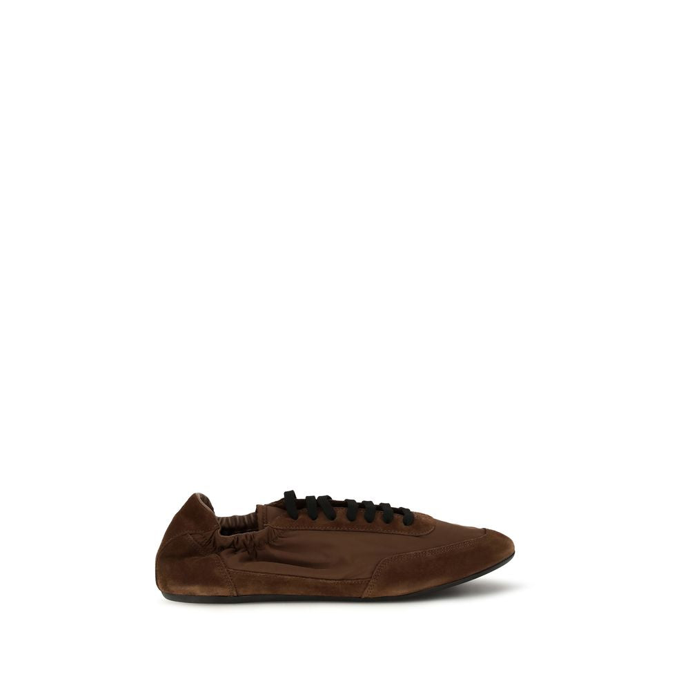 Prada Brown Calf Leather Athletic Sneakers