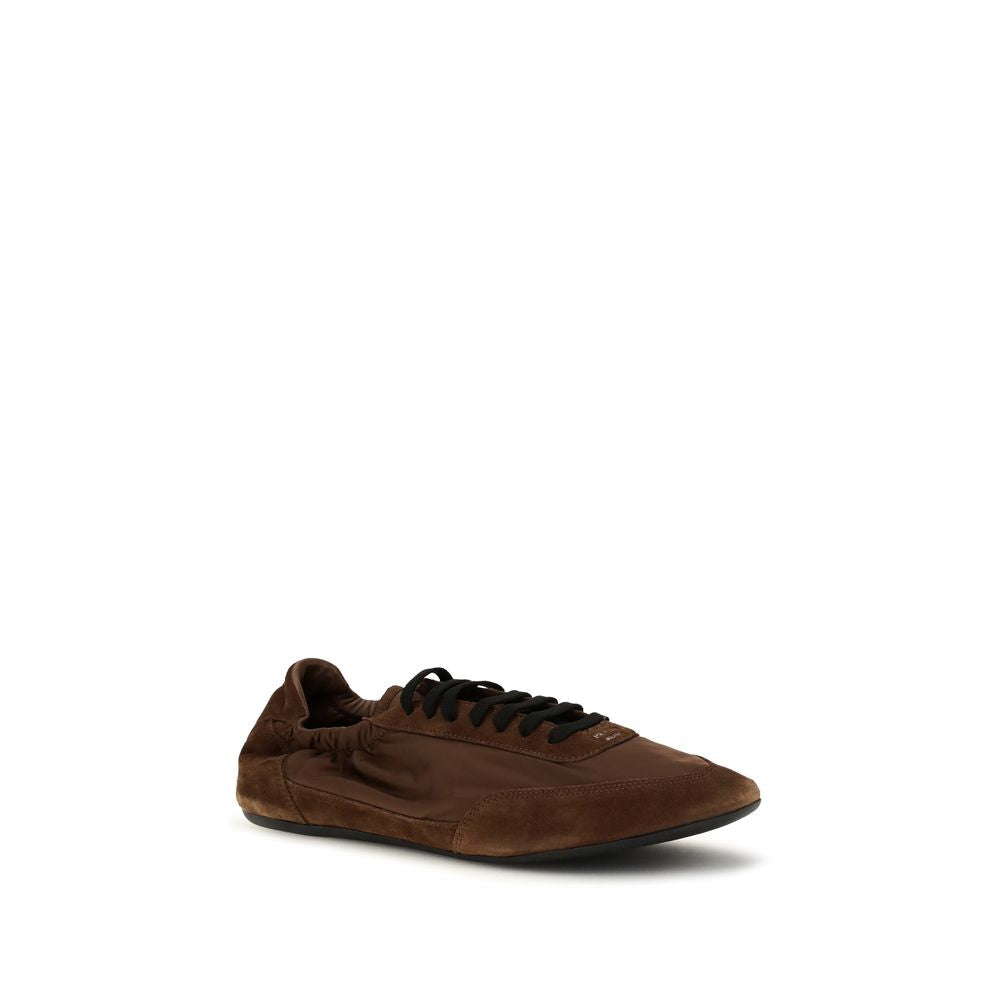 Prada Brown Calf Leather Athletic Sneakers