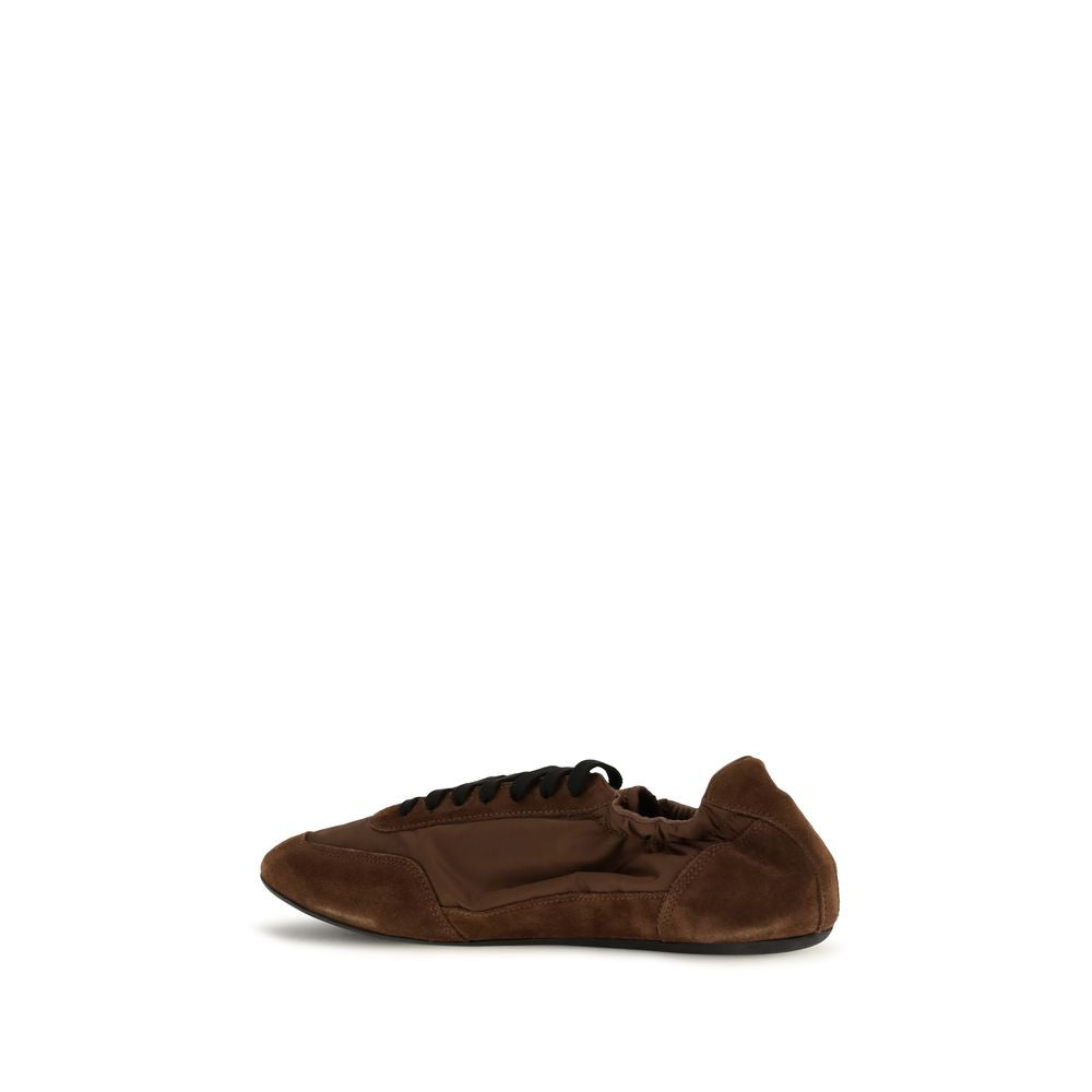 Prada Brown Calf Leather Athletic Sneakers