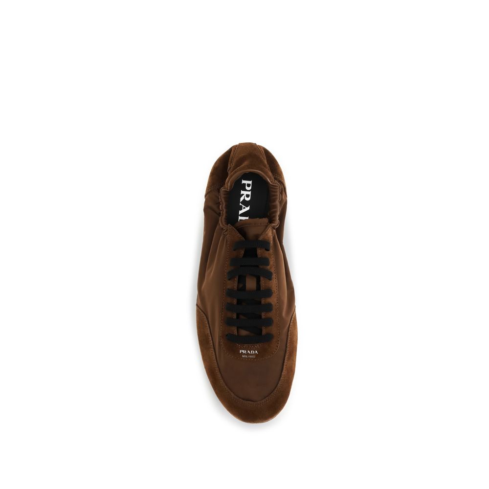 Prada Brown Calf Leather Athletic Sneakers