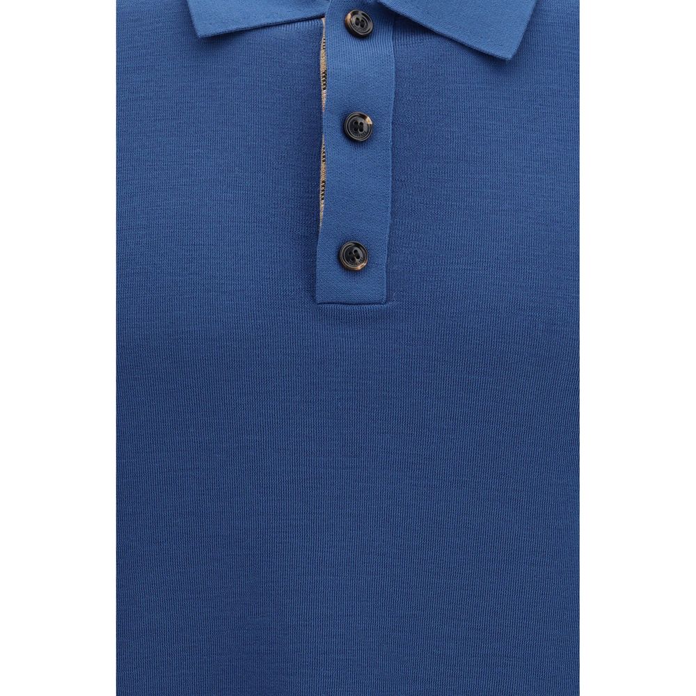 Burberry Blue Wool Polo Shirt
