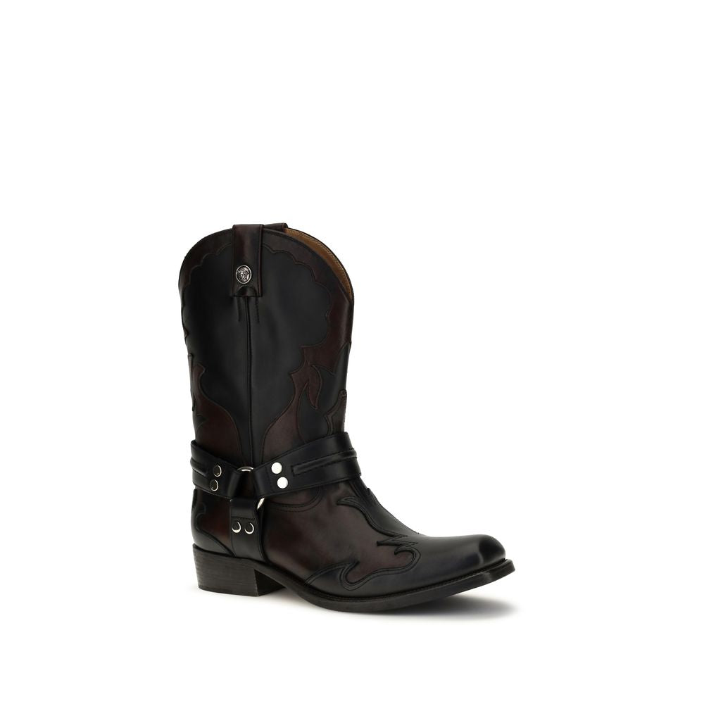 Versace Black Calf Leather Boots