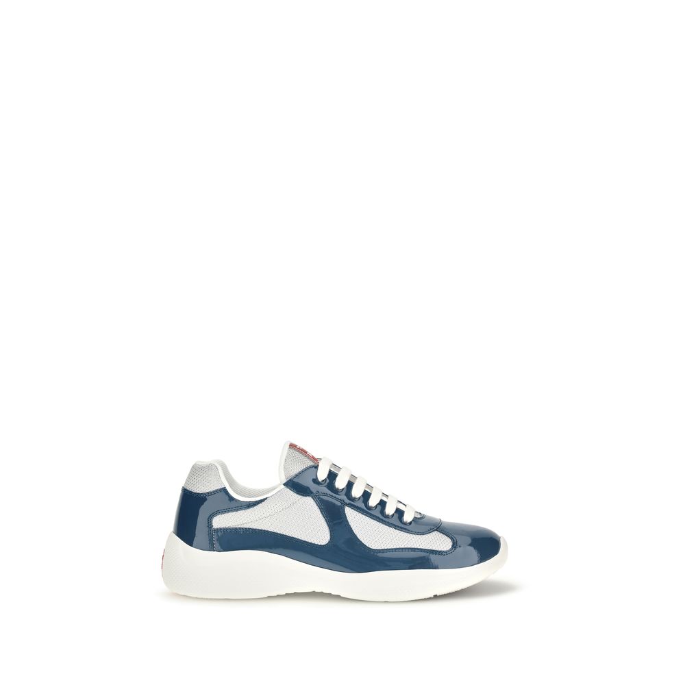 Prada Blue Calf Leather Athletic Sneakers