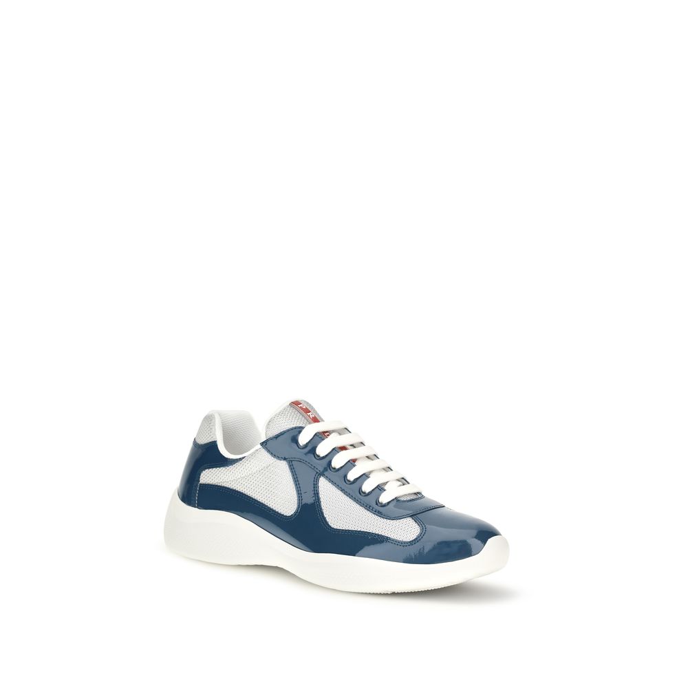 Prada Blue Calf Leather Athletic Sneakers