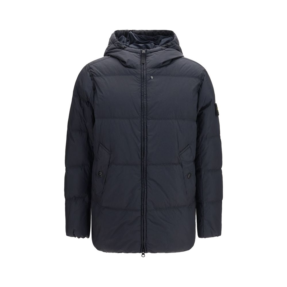 Stone Island Blue Goose Down Full-Length Jacket