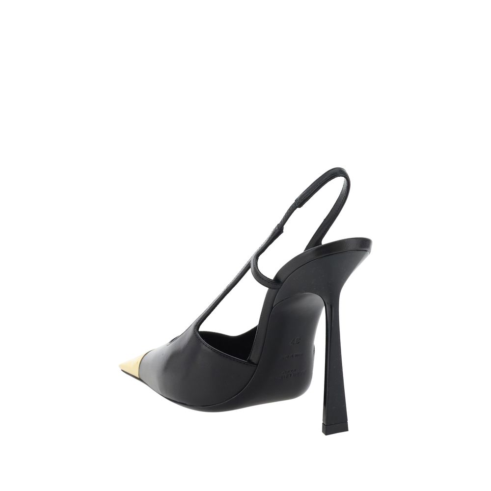Saint Laurent Black Calf Leather High Heel Pumps