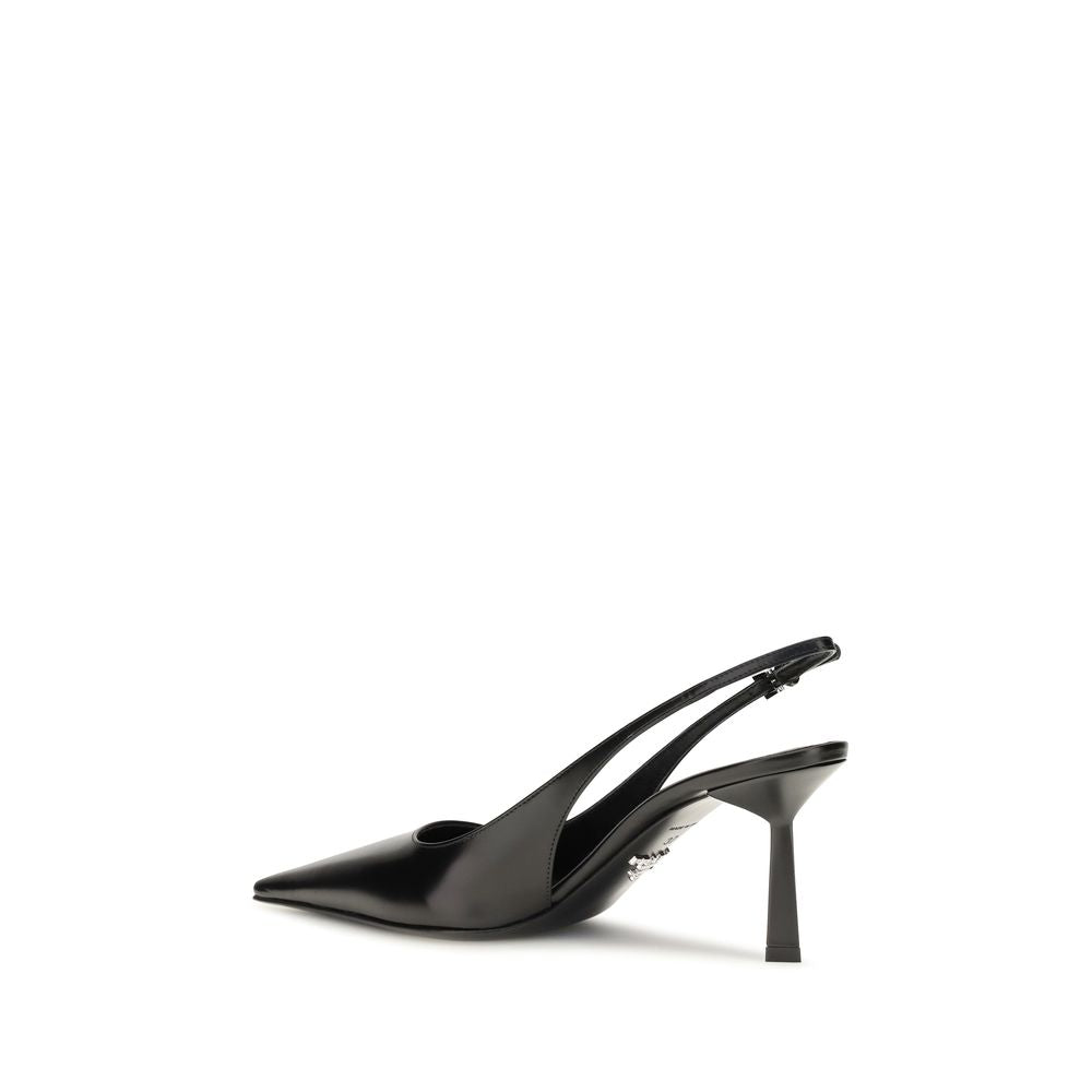 Escarpins Prada à talons hauts en cuir de veau noir