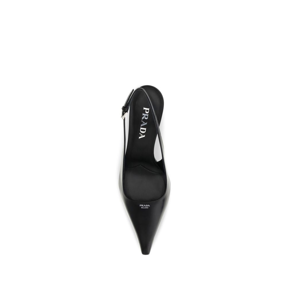 Escarpins Prada à talons hauts en cuir de veau noir
