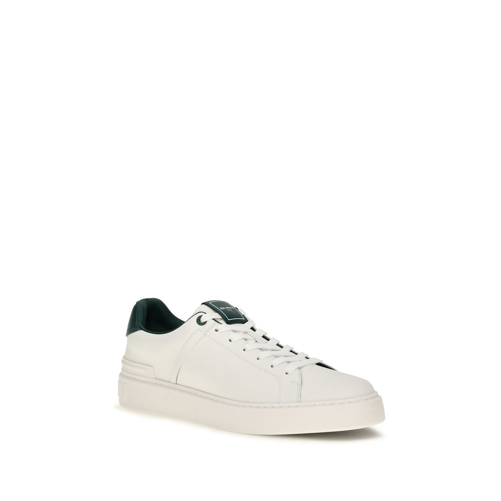 Balmain White Calf Leather Sneakers