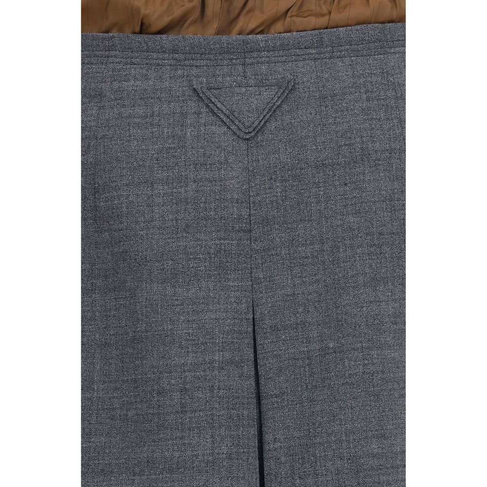 Prada Gray Wool Midi Skirt
