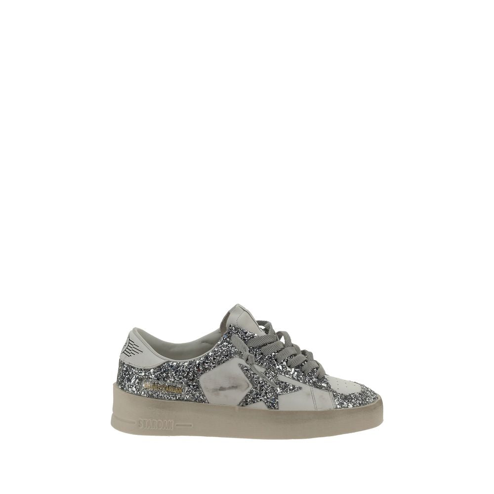 Golden Goose Gray Calf Leather Low Top Sneakers