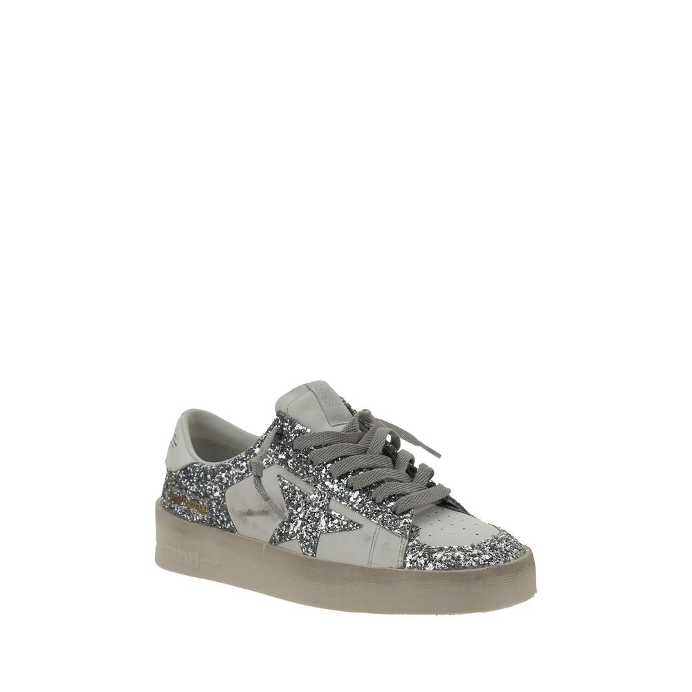 Golden Goose Gray Calf Leather Low Top Sneakers