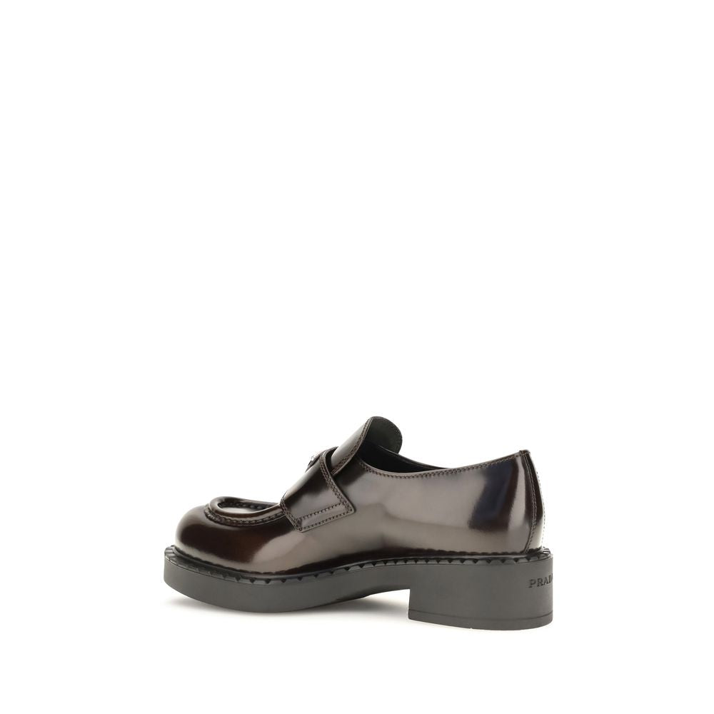 Prada Brown Calf Leather Slip-On Loafers