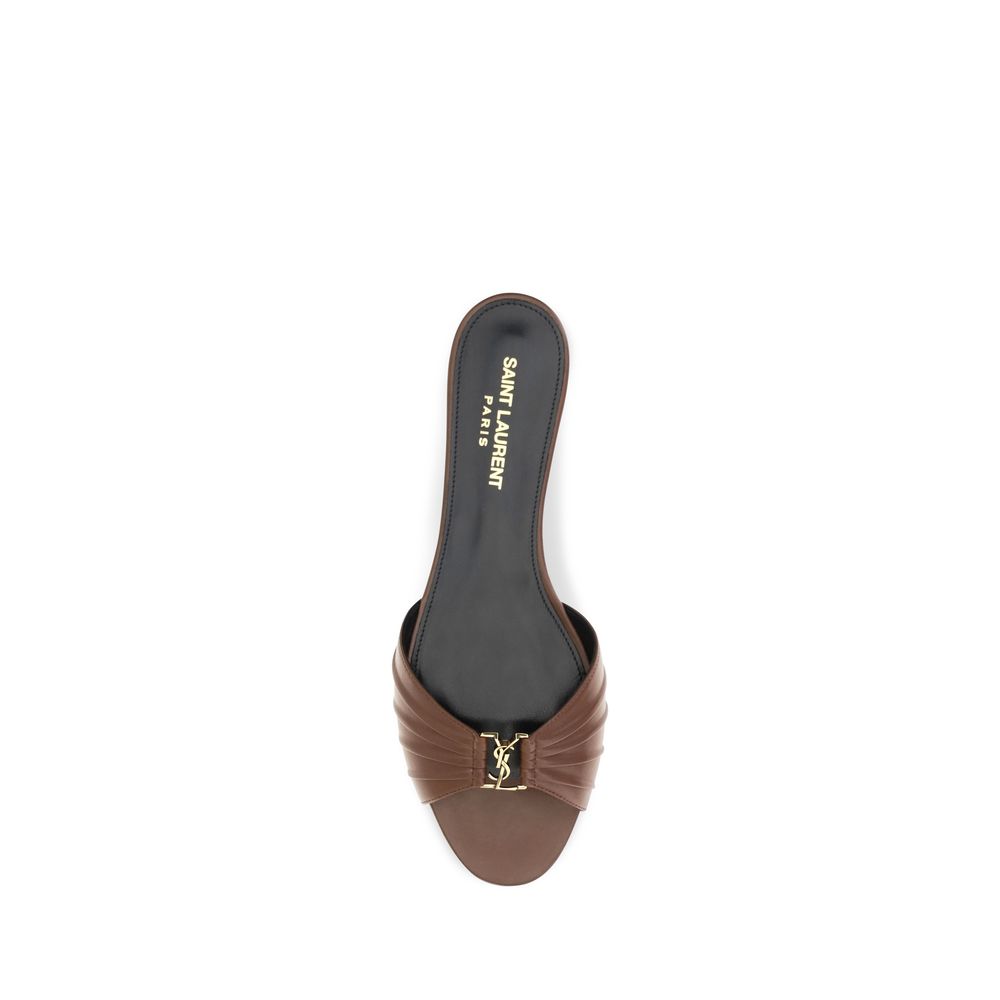 Saint Laurent Brown Calf Leather Mules
