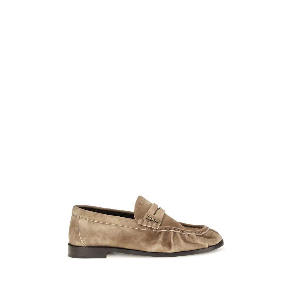 Saint Laurent Beige Calf Leather Slip-On Loafers