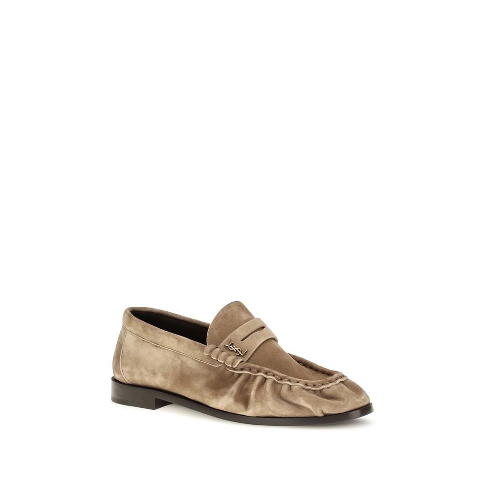 Saint Laurent Beige Calf Leather Slip-On Loafers