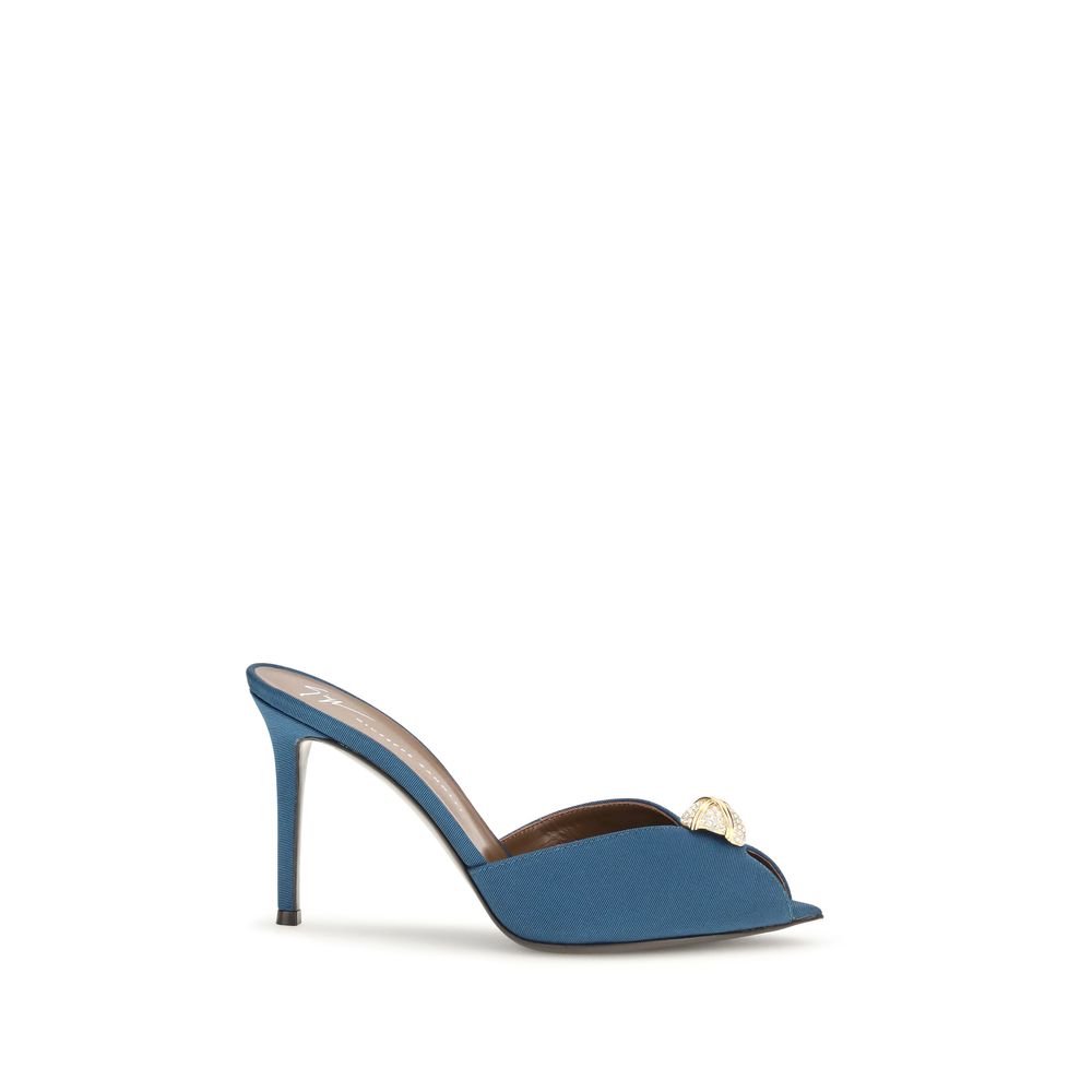 Giuseppe Zanotti Blue Calf Leather Stiletto Heel Sandals