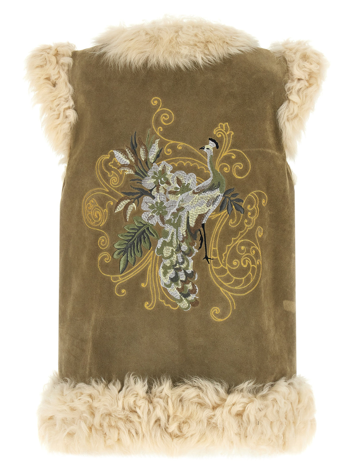 Etro Beige Lamb Fur Sleevelesss Jacket