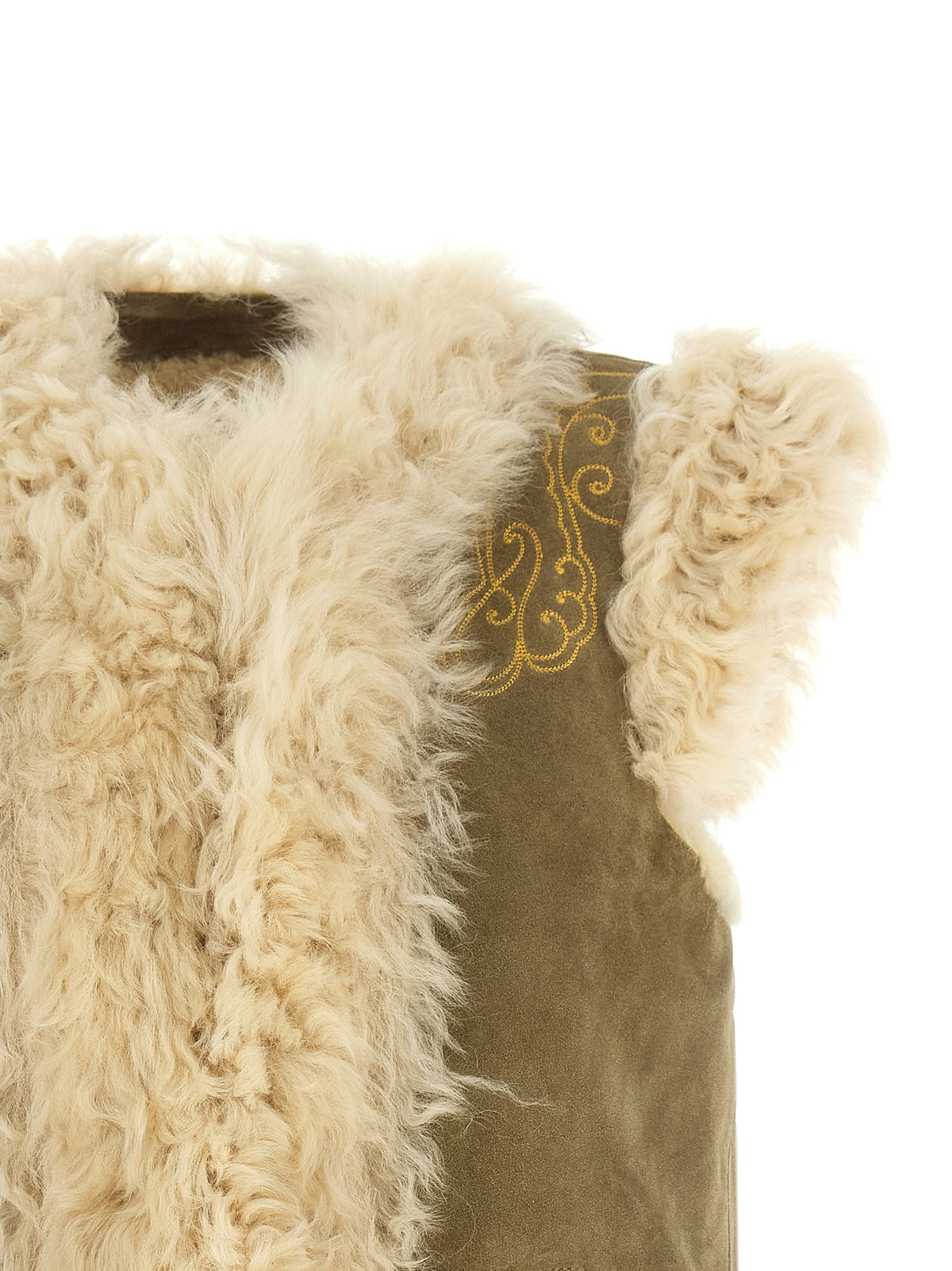 Etro Beige Lamb Fur Sleevelesss Jacket