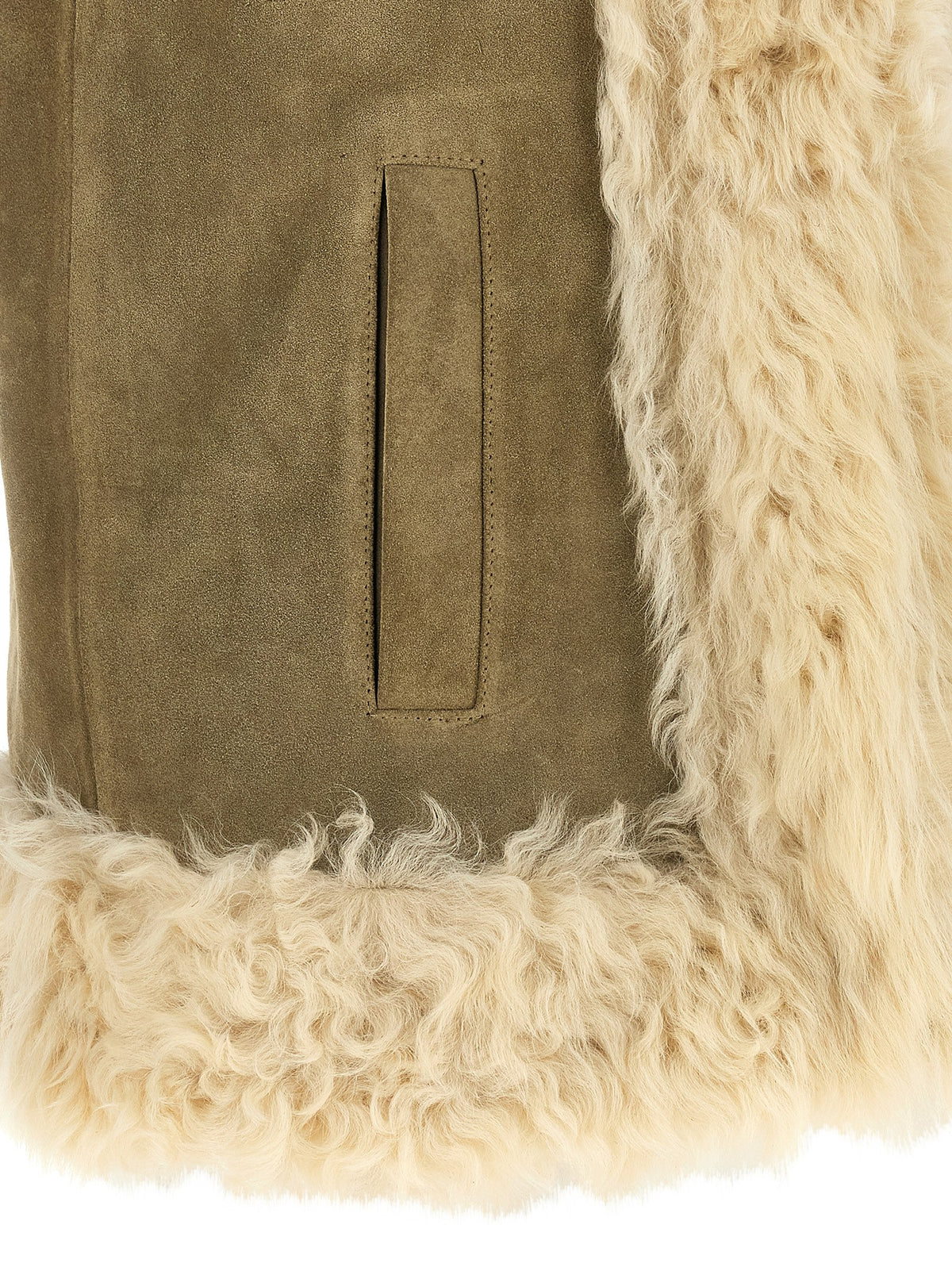 Etro Beige Lamb Fur Sleevelesss Jacket