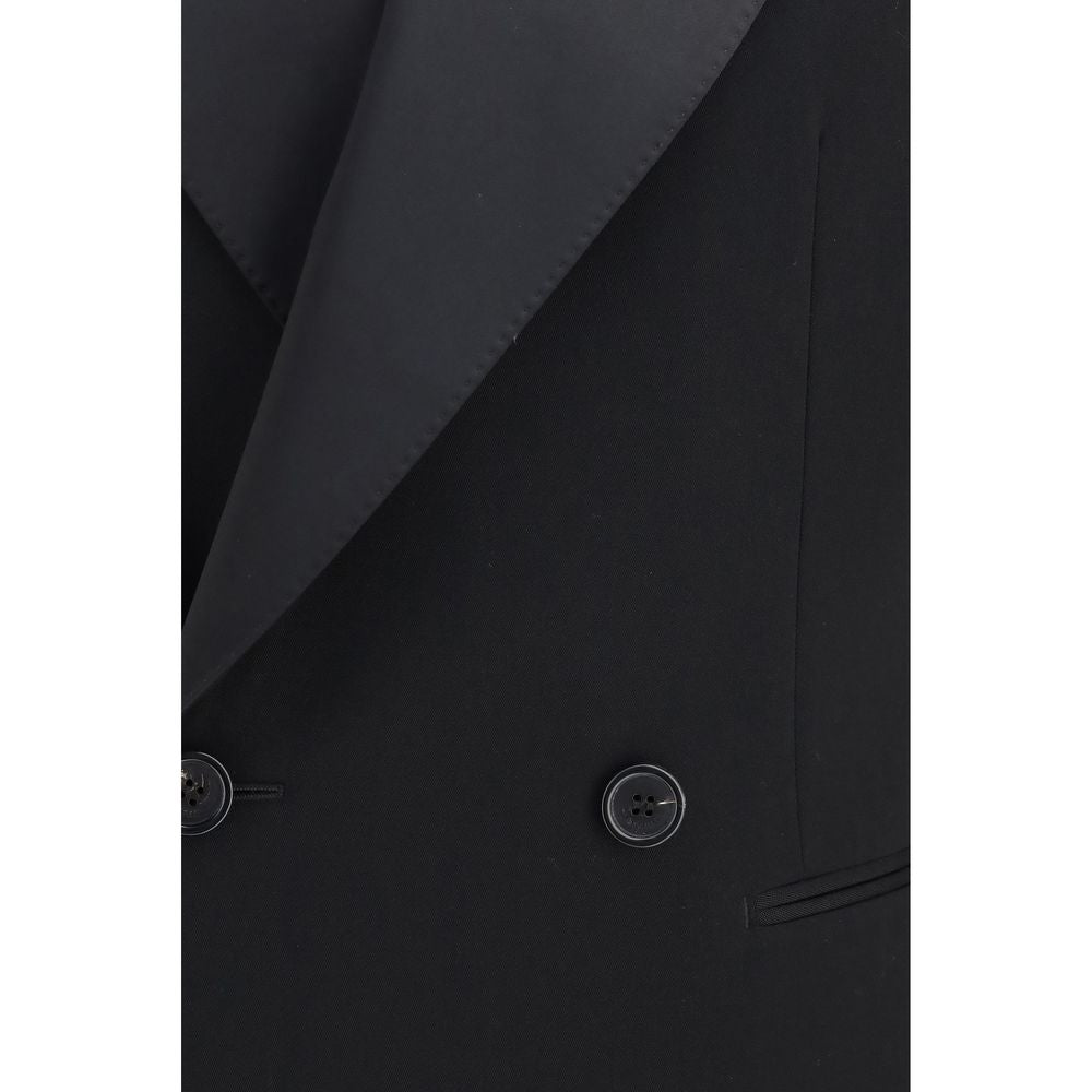 Saint Laurent Black Wool Leather Jacket