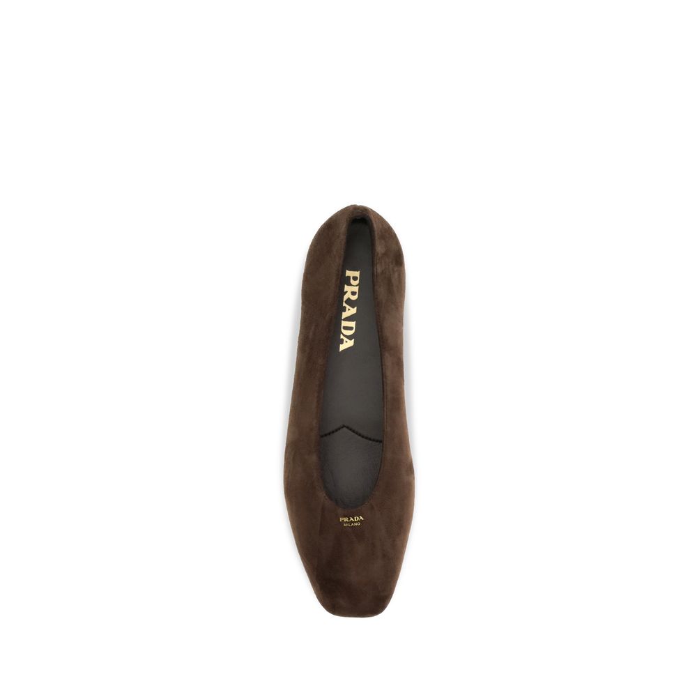 Prada Brown Calf Leather Ballet Flats
