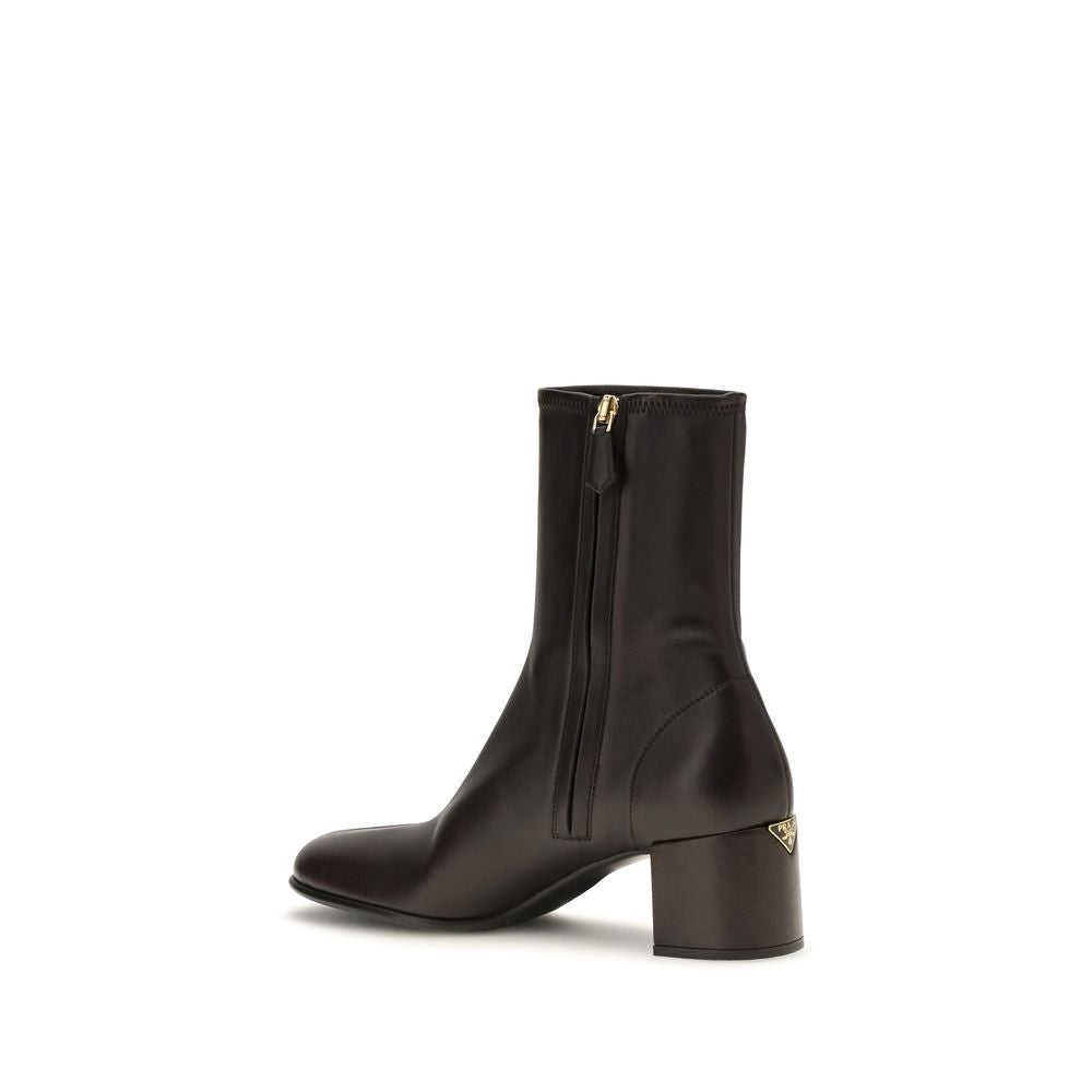 Prada Brown Lamb Ankle Boots