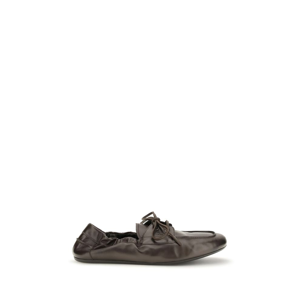 Prada Brown Calf Leather Slip-On Loafers