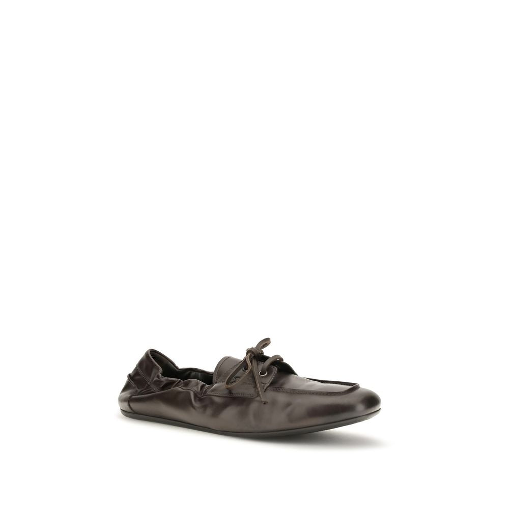 Prada Brown Calf Leather Slip-On Loafers