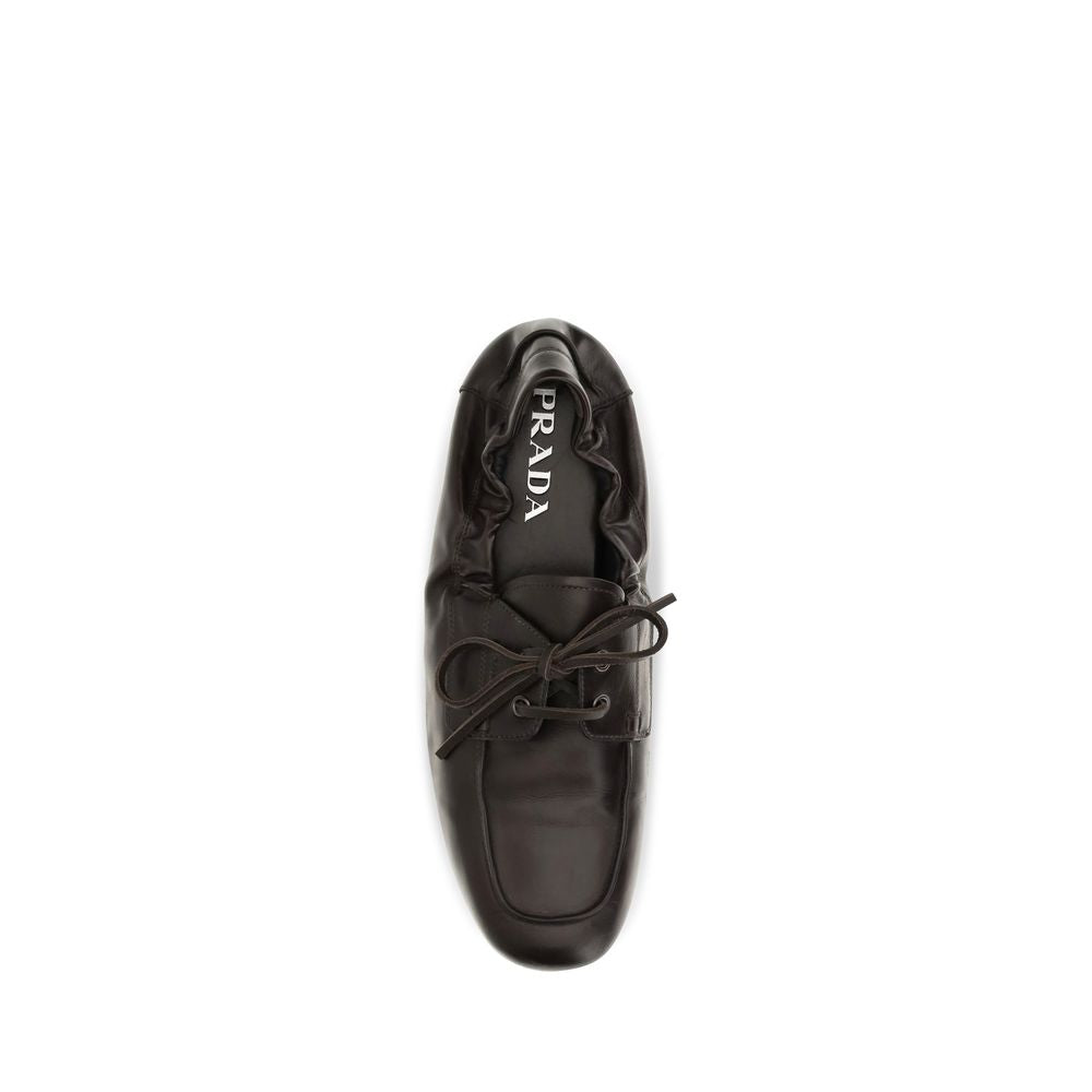 Prada Brown Calf Leather Slip-On Loafers