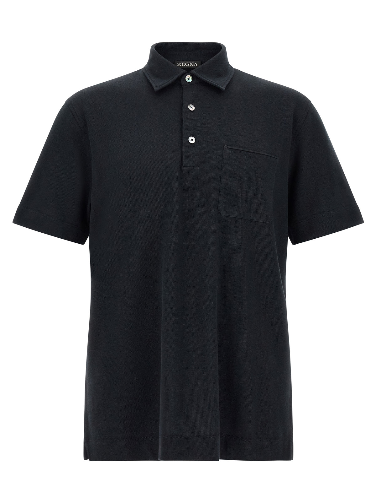 ZEGNA Blue Cotton Polo Shirt