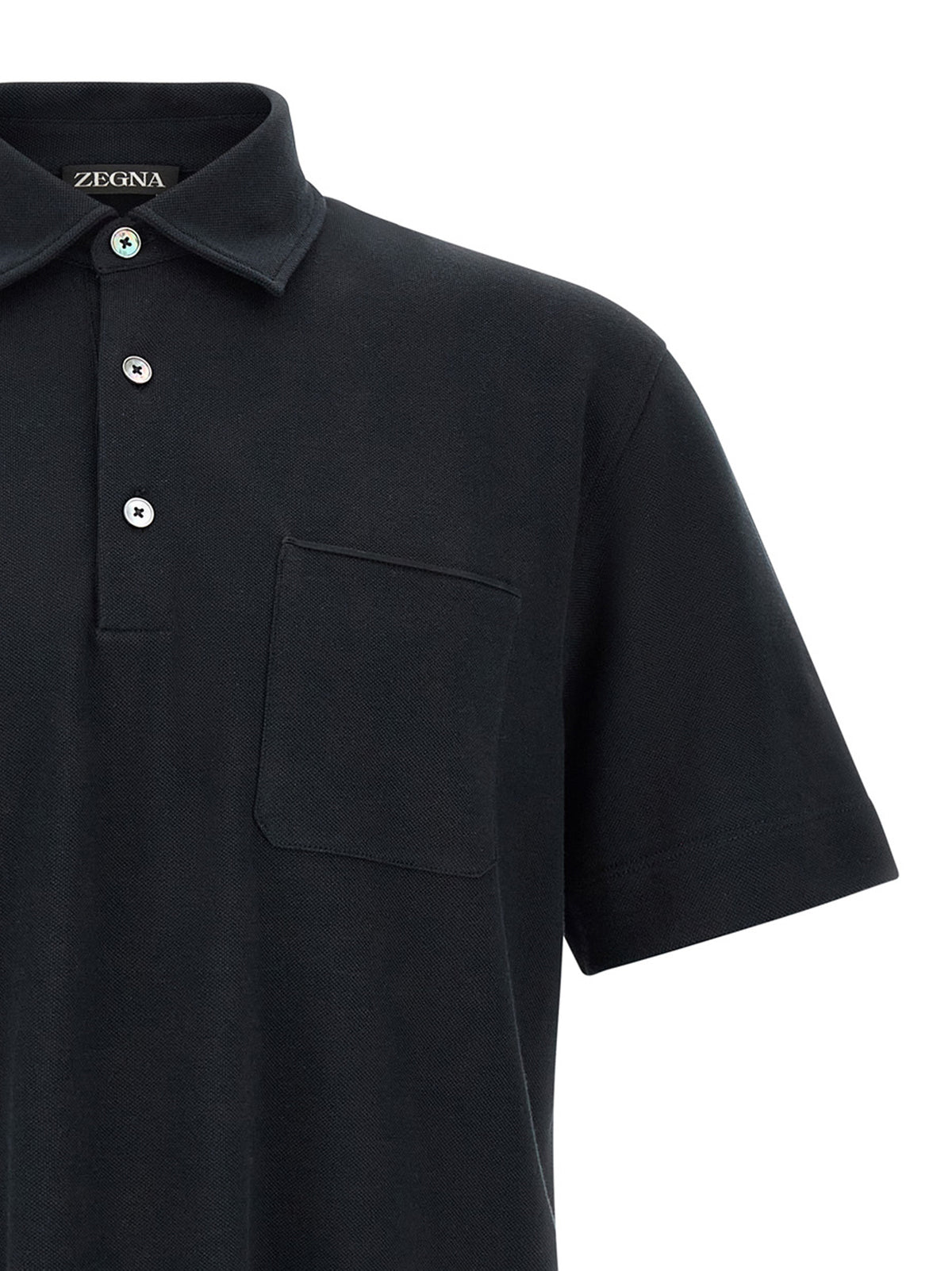 ZEGNA Blue Cotton Polo Shirt