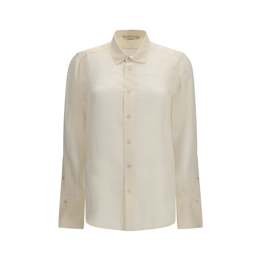 Fendi Beige Silk Pattern Shirt