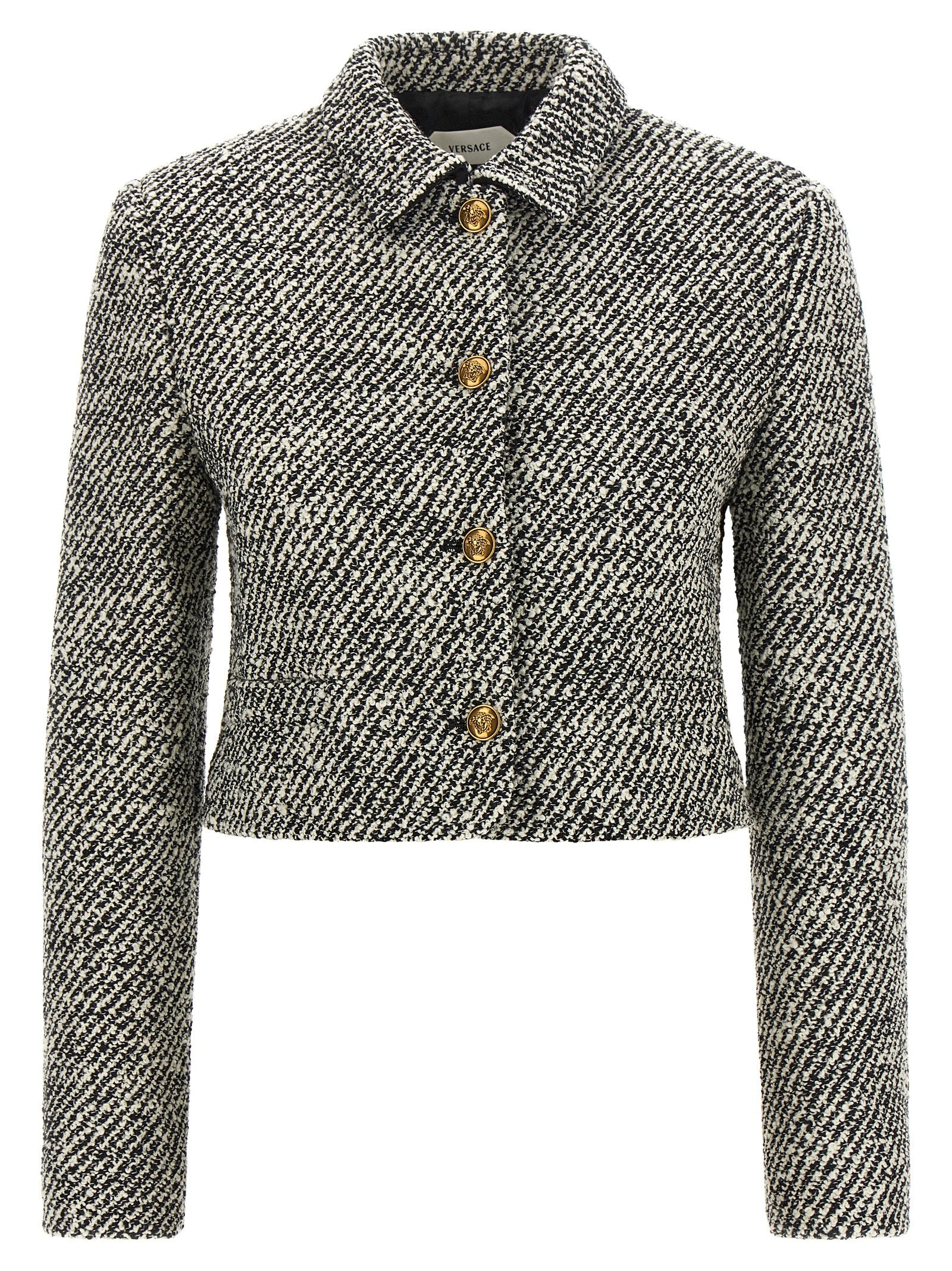Versace Bicolor Virgin Wool Full-Length Jacket