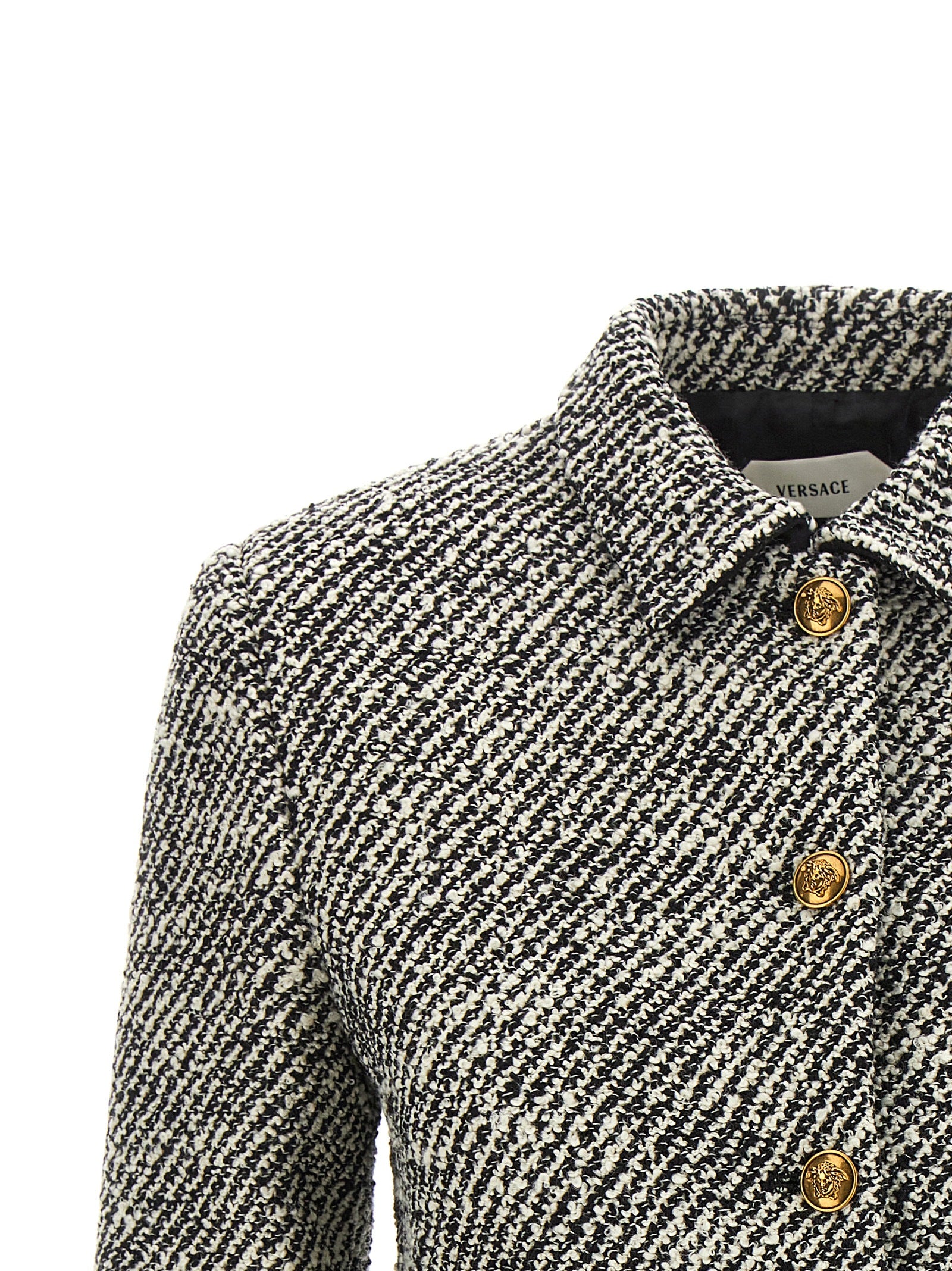 Versace Bicolor Virgin Wool Full-Length Jacket