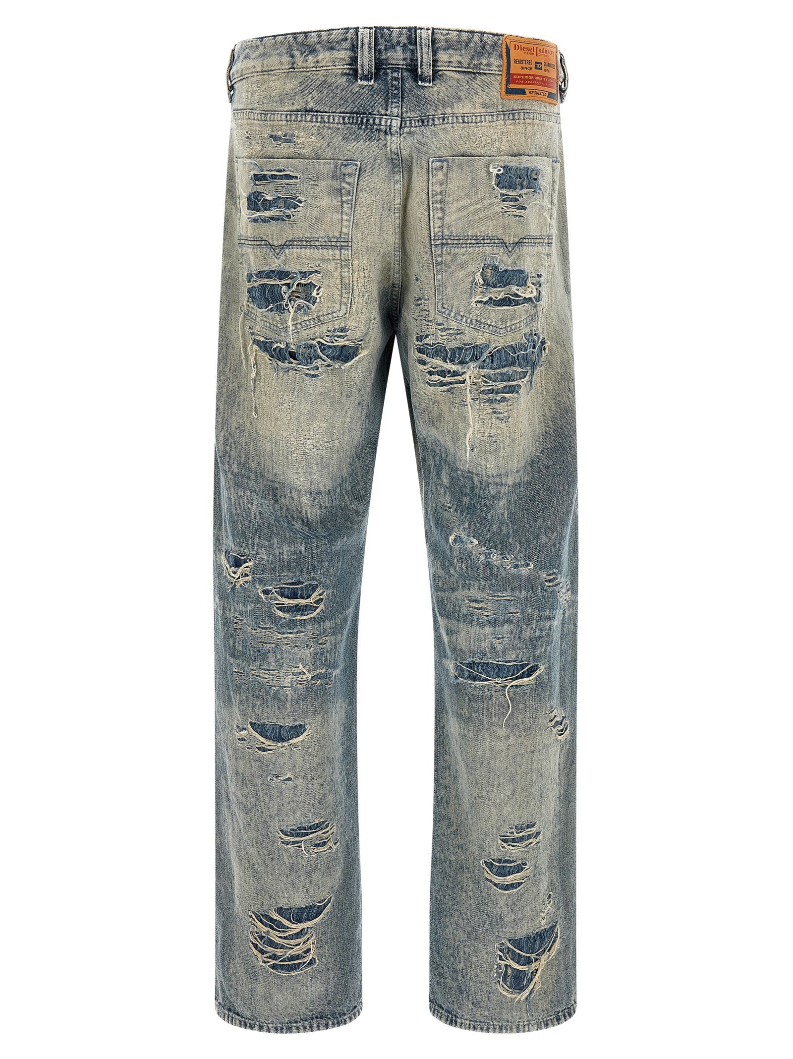 Diesel Blue Cotton Relaxed Fit Jeans