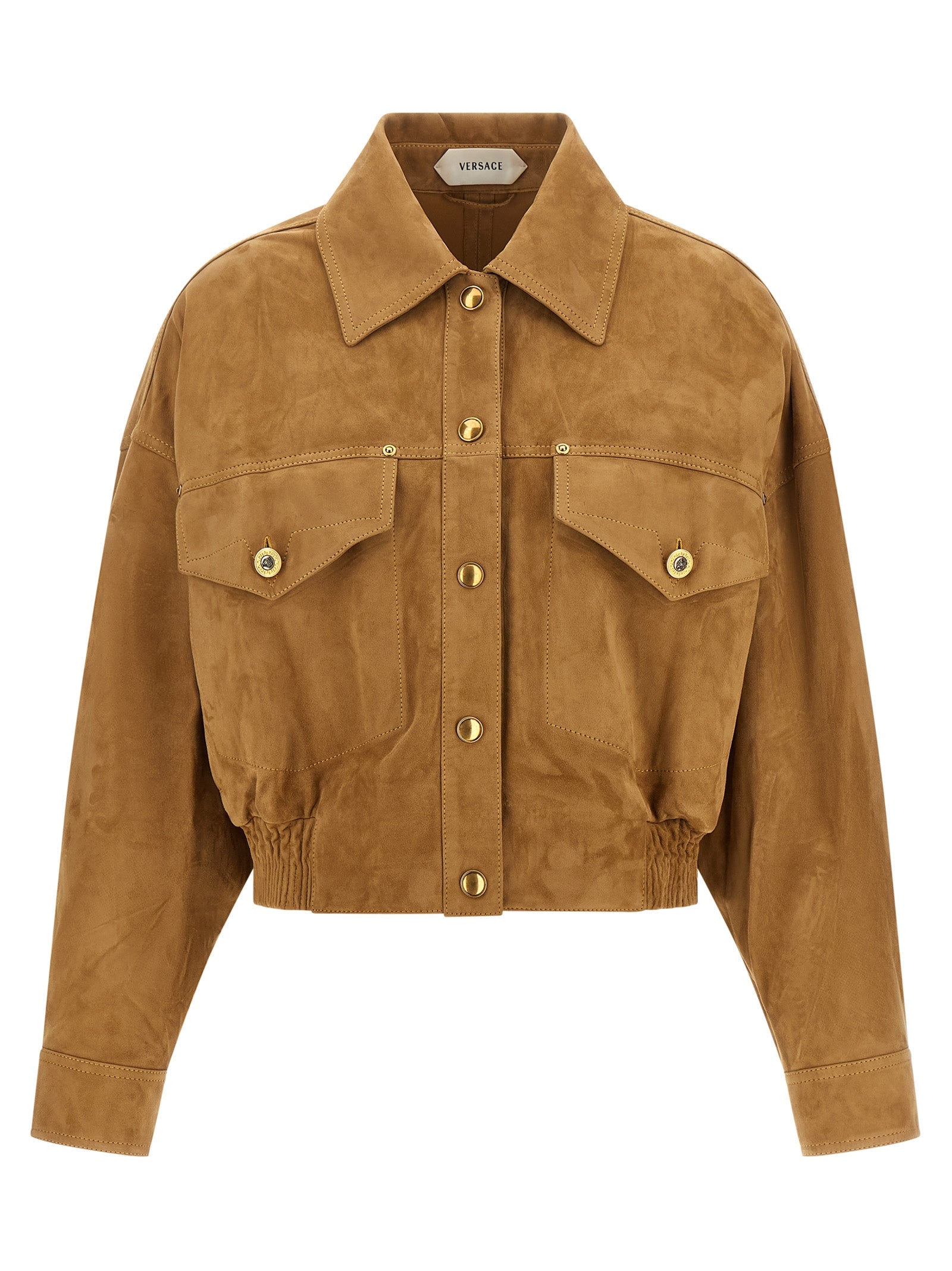 Versace Brown Lamb Leather Leather Jacket