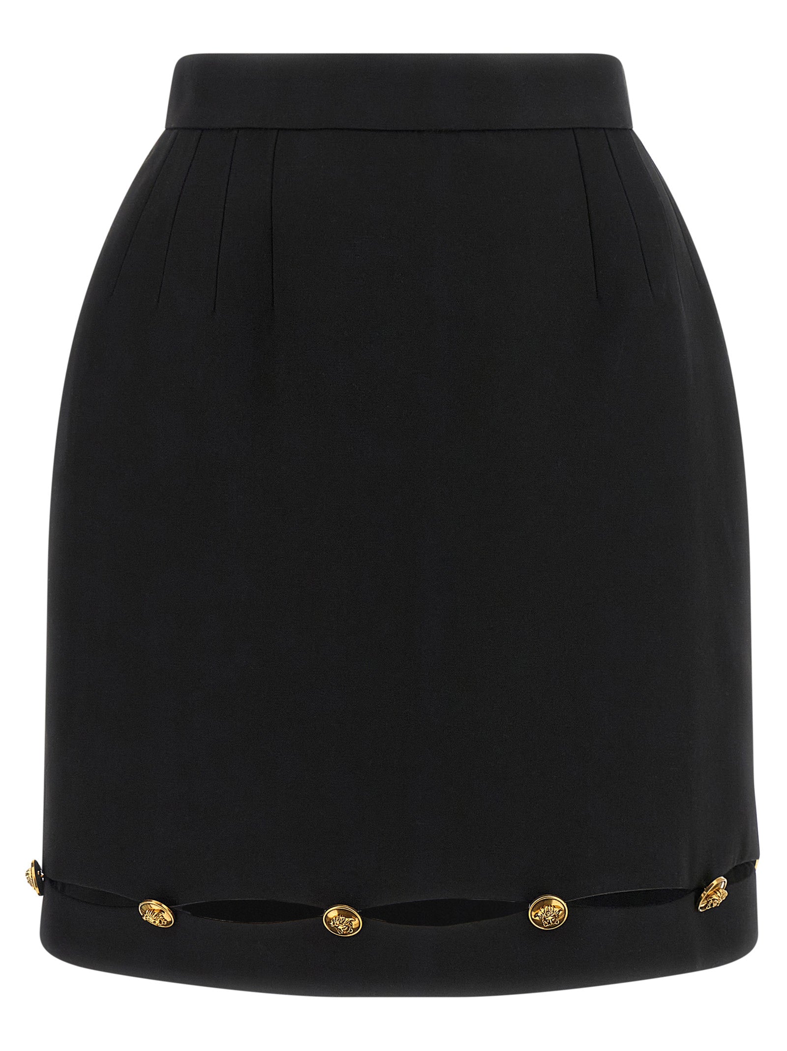 Versace Black Virgin Wool Long Skirt