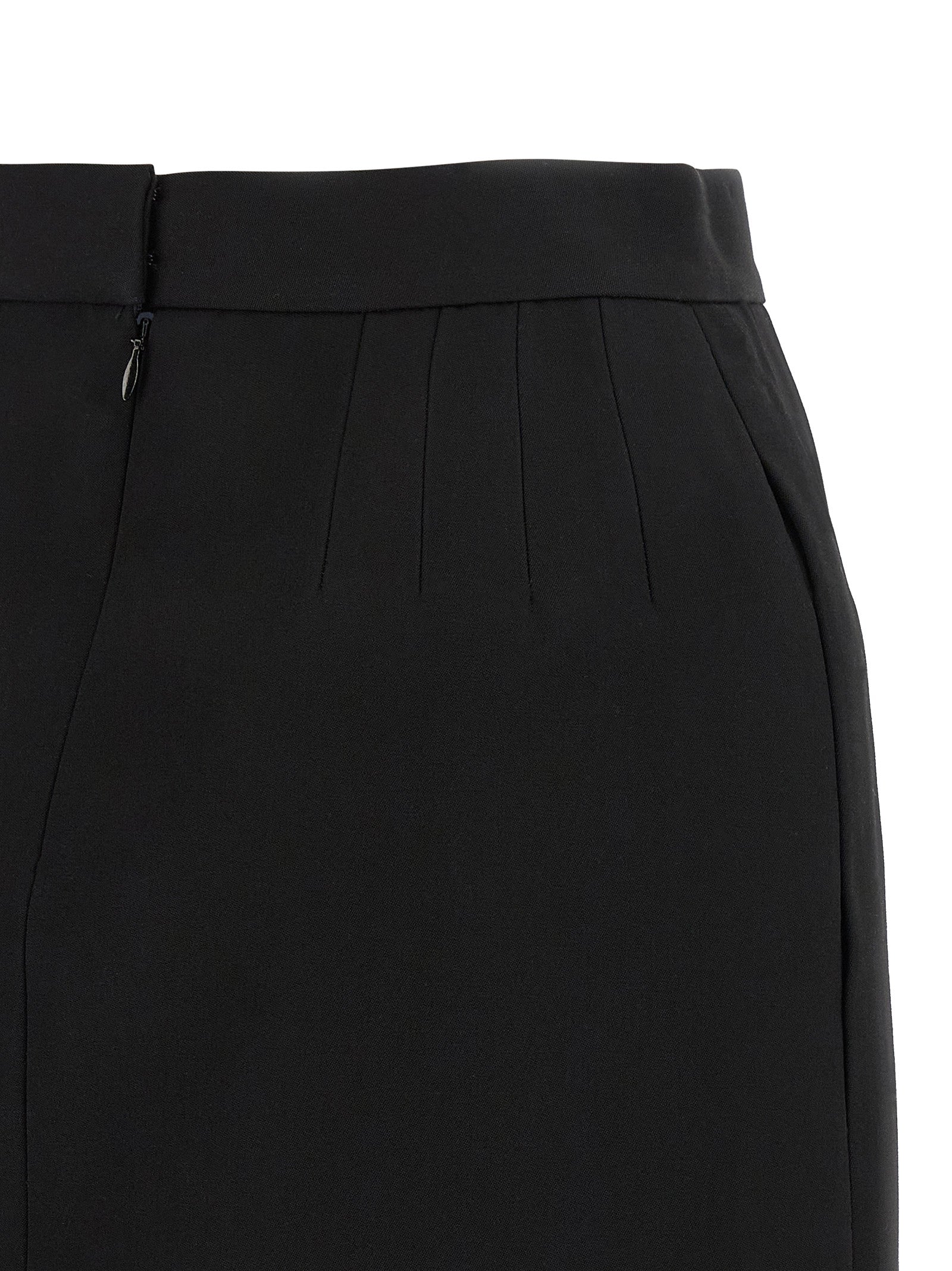 Versace Black Virgin Wool Long Skirt