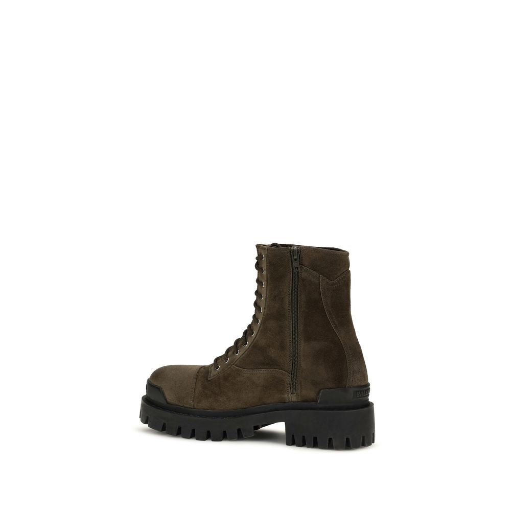 Balenciaga Bicolor Calf Leather Lace-Up Boots