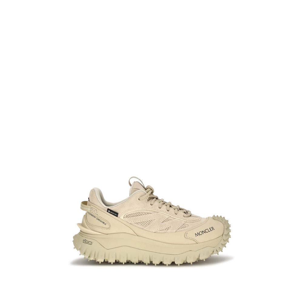 Moncler Beige Calf Leather Athletic Sneakers