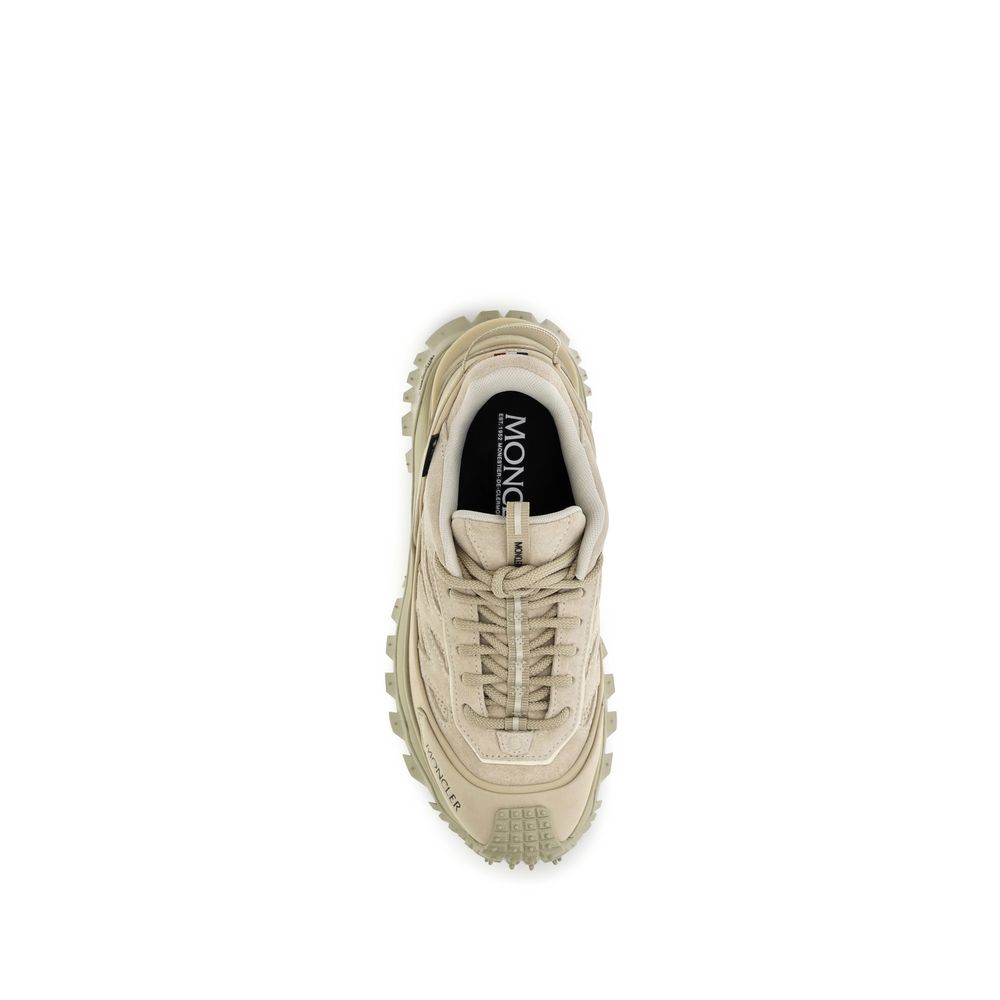 Moncler Beige Calf Leather Athletic Sneakers
