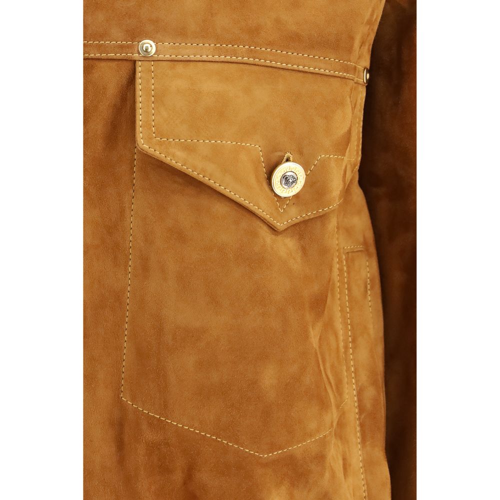 Versace Brown Lamb Leather Jacket