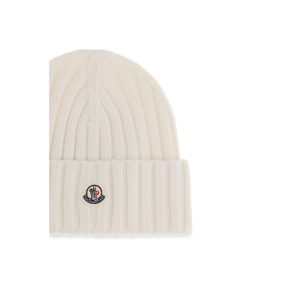 Moncler White Wool Beanie
