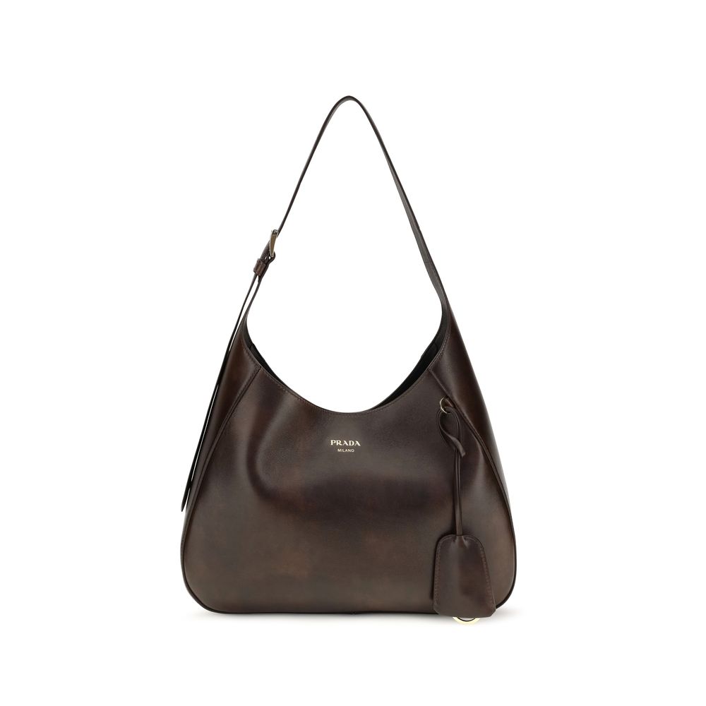 Prada Brown Calf Leather Shoulder Bag